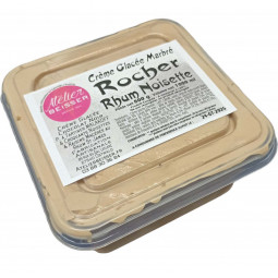 Crème Glacée Rocher Rhum Noisette Marbré - le bac de 1 L