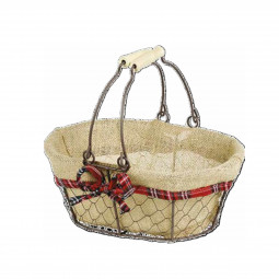 PANIER OVALE EN METAL VIEILLI